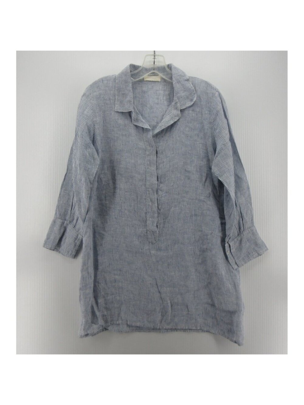 CP Shades Top XS Whiite Linen Popover Tunic Shirt Striped Prppy Woven